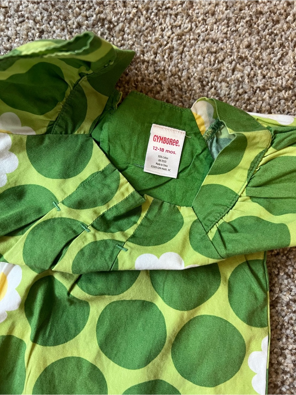 🎉5/$20🎉 GYMBOREE Green Polka Dot Daisy Ruffle Toddler Blouse - Picture 3 of 3